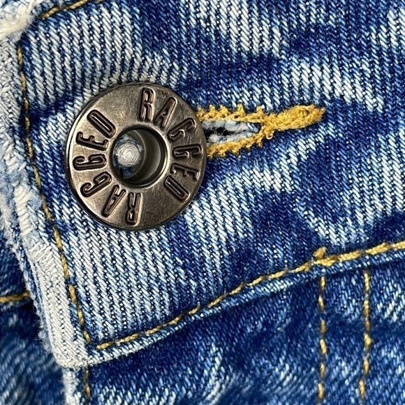 The Ragged Priest Jeans Wide Leg High Rise Baggy Jeans Raw Hem Crop Skater - Picture 11 of 12